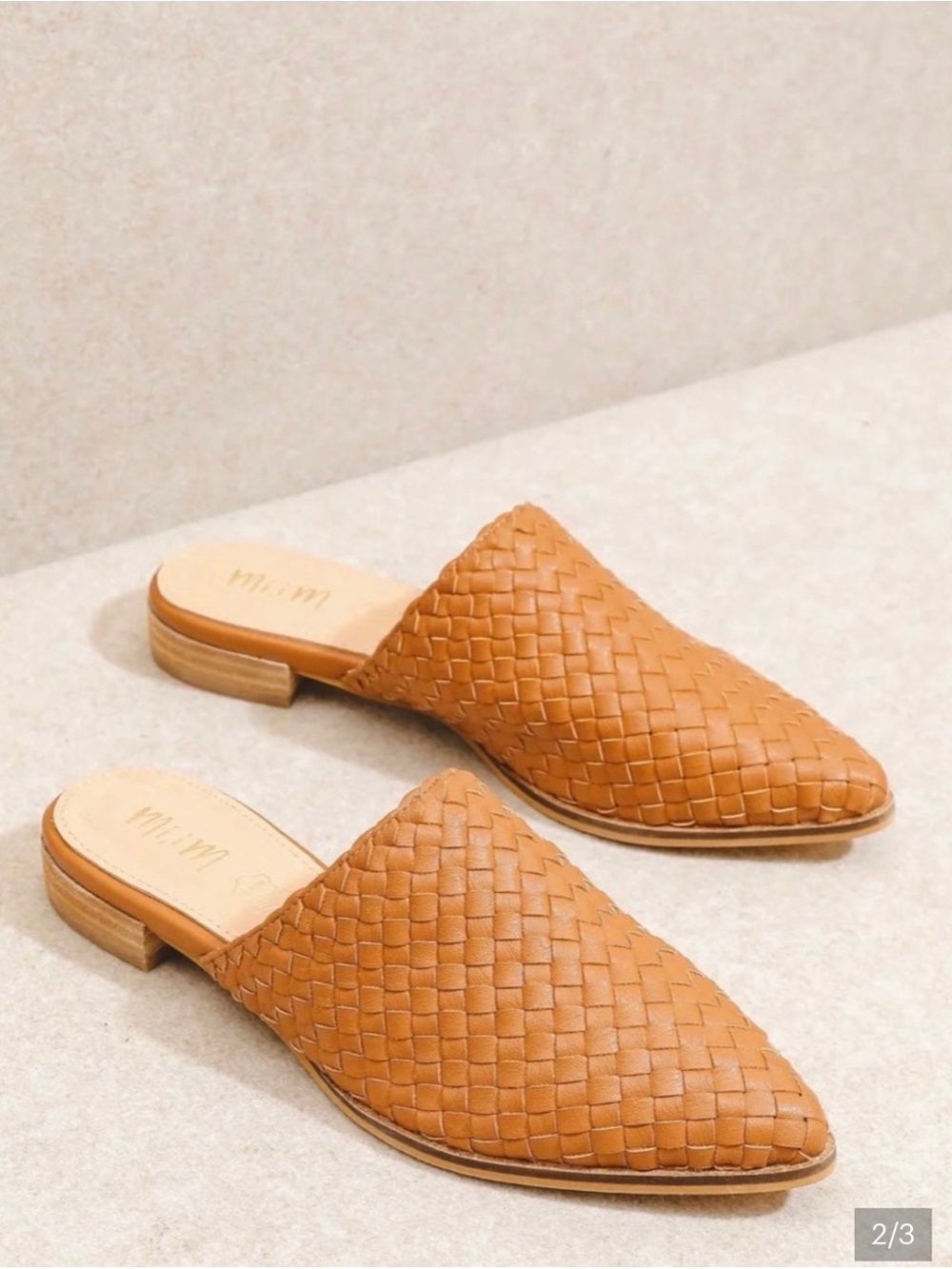 Mi.iM Woven Metallic Champagne Pointed-Toe Mule - Picture 3 of 3
